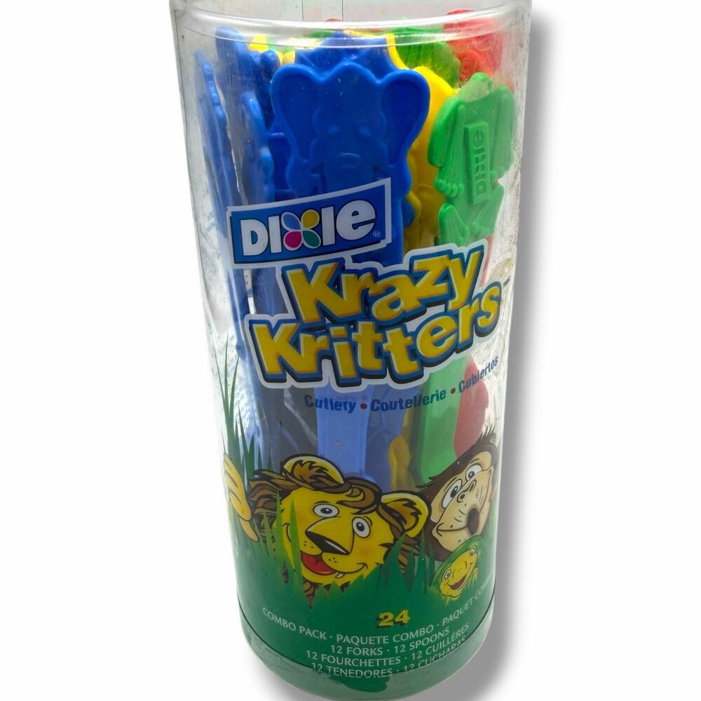 Dixie Krazy Kritters Cutlery Animal Utensils Plastic Forks Spoons Kids Children